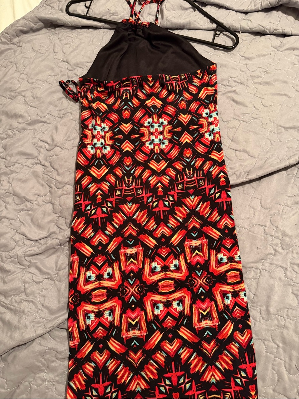Charolette Russe Multi Colored Halter Top Knee Length Side Cut Out Dress Small - Picture 2 of 6